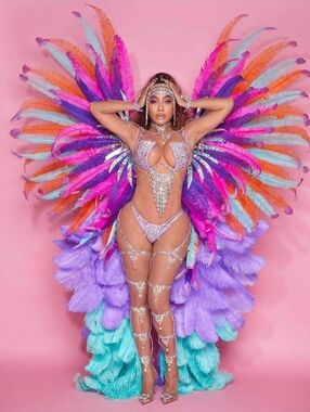 Showgirl Costume Carnival Photoshoot Feather Wings